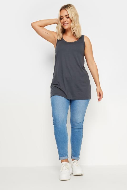 YOURS Plus Size Charcoal Grey Core Vest Top | Yours Clothing 2