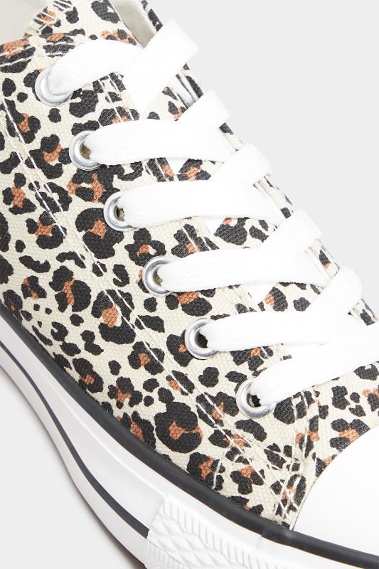 Plus Size Brown Leopard Print Low Trainers In Extra Wide EEE Fit | Yours Clothing 6