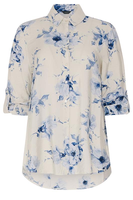 M&Co White & Blue Floral Tab Sleeve Shirt 5