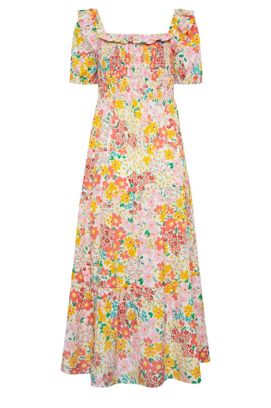 LTS Tall Women's Yellow Ditsy Floral Shirred Midaxi Dress | Long Tall Sally 7