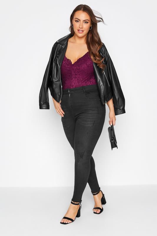 Plus Size LIMITED COLLECTION Plum Purple Lace Bodysuit | Yours Clothing 2