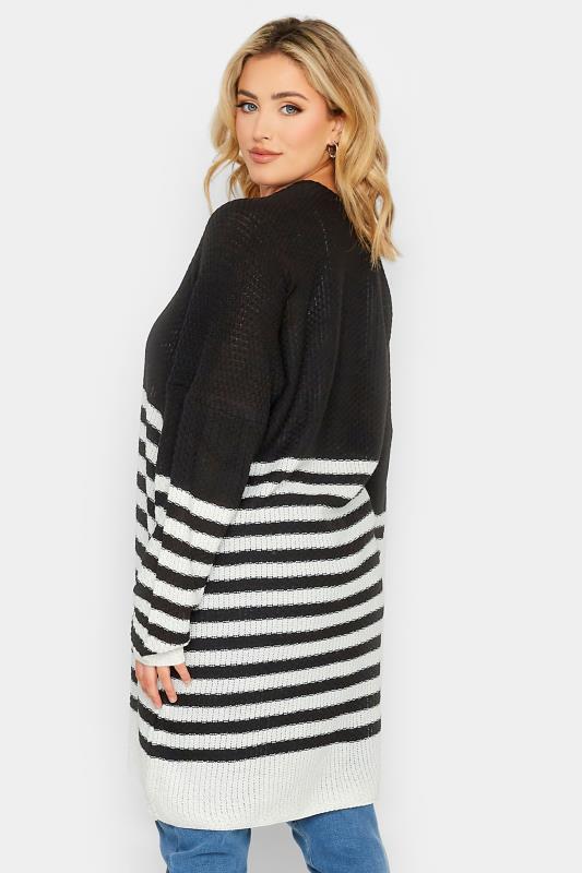 YOURS Plus Size Black & White Stripe Cardigan | Yours Clothing  3