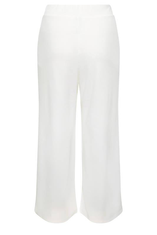 YOURS LONDON Plus Size White Button Stretch Crepe Wide Leg Trousers | Yours Clothing 6