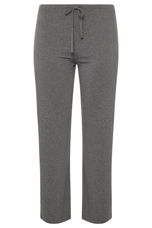 Curve Charcoal Grey Wide Leg Pull On Stretch Jersey Yoga Pants_F.jpg