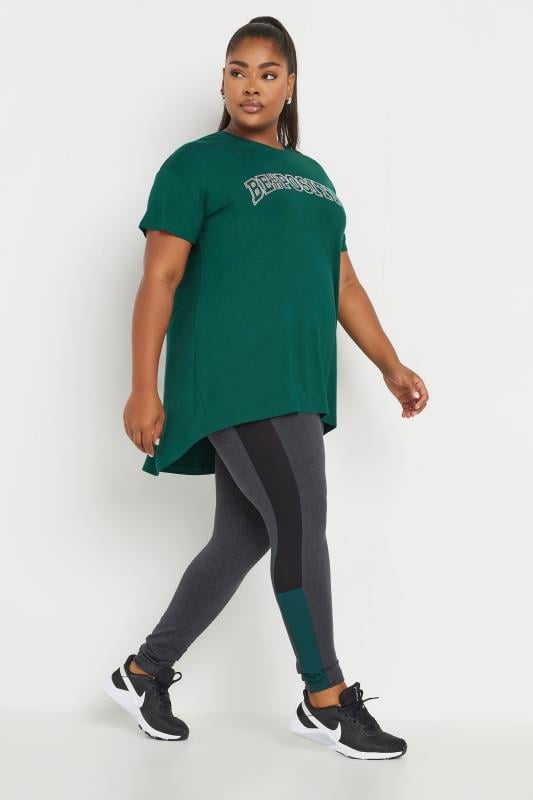 YOURS ACTIVE Plus Size Green 'Be Positive' Slogan Top | Yours Clothing 2