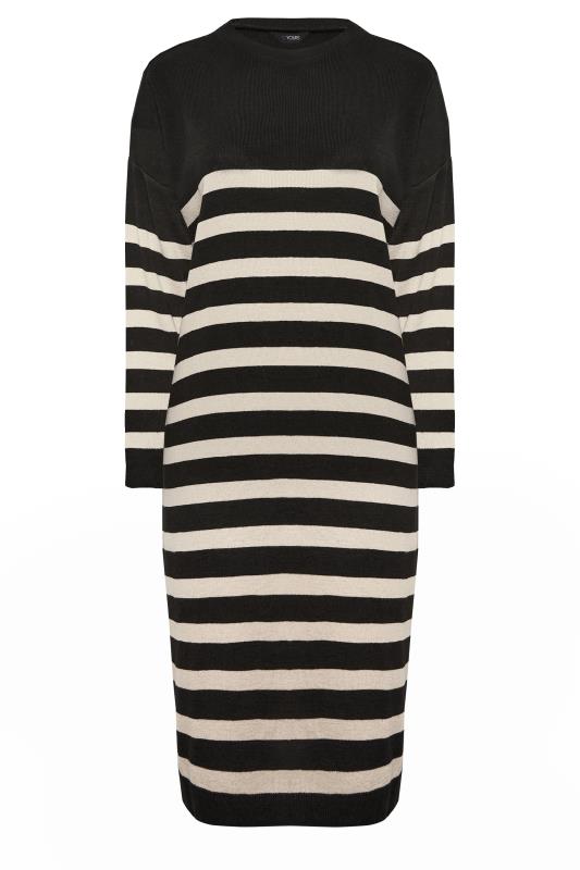  dla puszystych YOURS Curve Black & White Stripe Jumper Dress