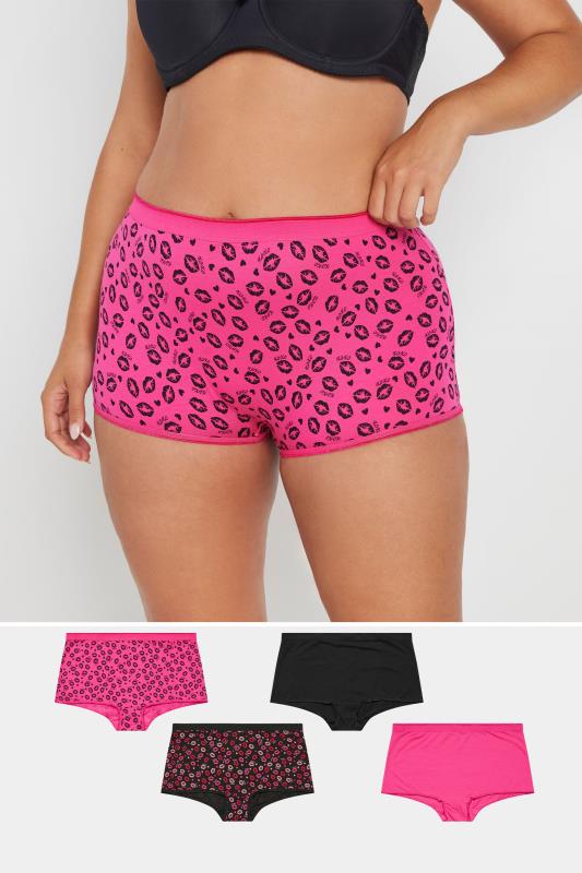  Tallas Grandes YOURS Curve 5 PACK Pink & Black Kiss Print Shorts