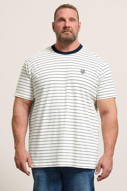  BadRhino Big & Tall T-shirt rayé en piqué blanc cassé