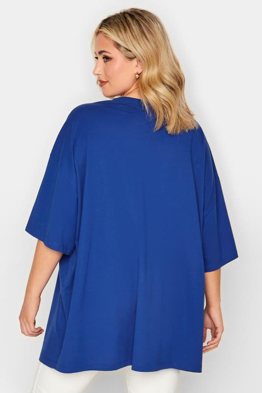 YOURS Plus Size Cobalt Blue Oversized Boxy T-Shirt | Yours Clothing 3