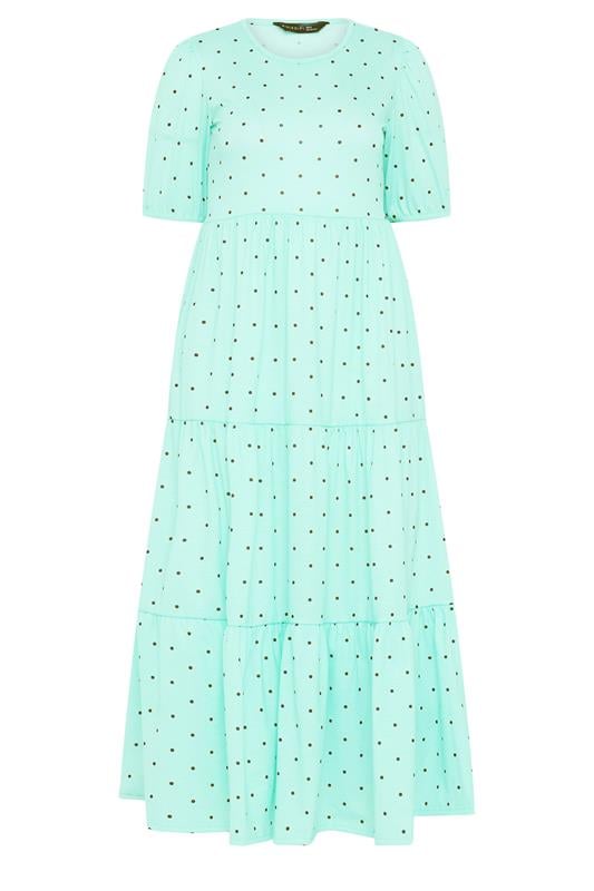 PixieGirl Petite Women's Mint Green Polka Dot Tiered Maxi Dress | PixieGirl 5