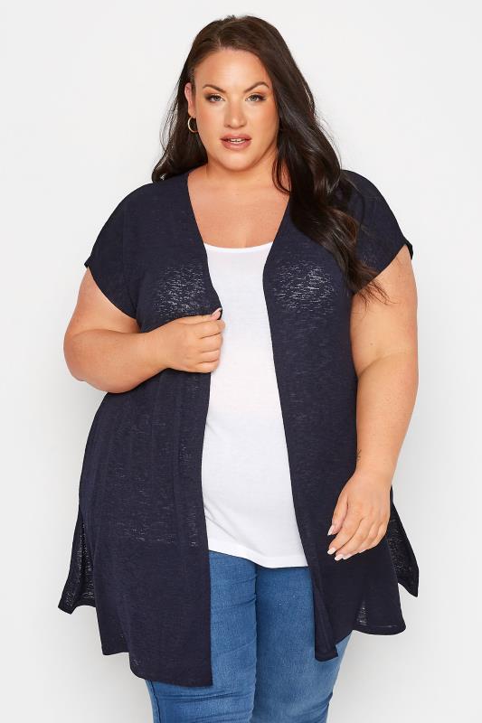 Plus Size Curve Navy Blue Cardigan | Yours Clothing 1