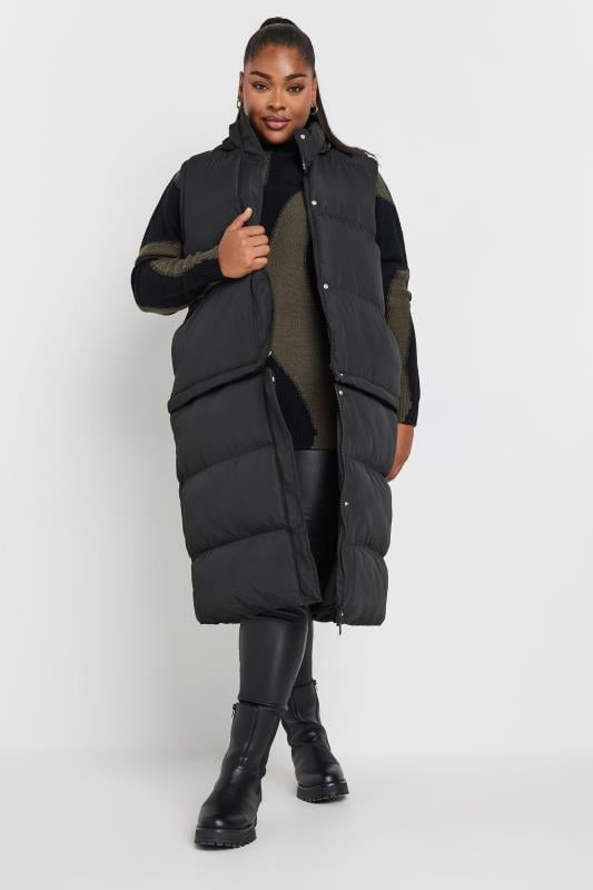 YOURS Curve Black 5-In-1 Padded Longline Puffer Coat | Yours Clothing 4