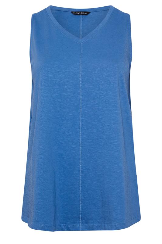 EVANS Plus Size 2 Pack Blue & Black Cotton Vest Tops 9