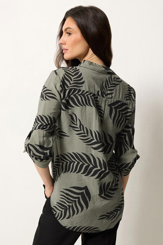 M&Co Green Palm Leaf Tab Sleeve Shirt | M&Co 2