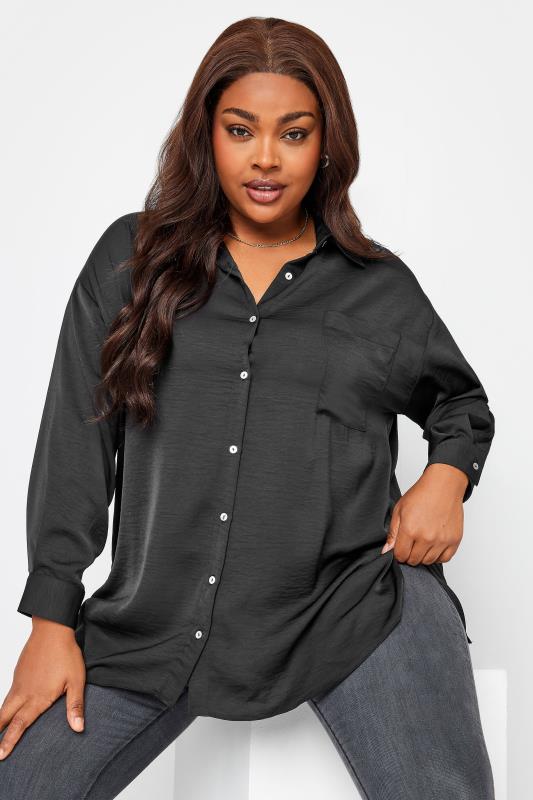 YOURS Curve Black Button Through Shirt | Yours Clothing 4