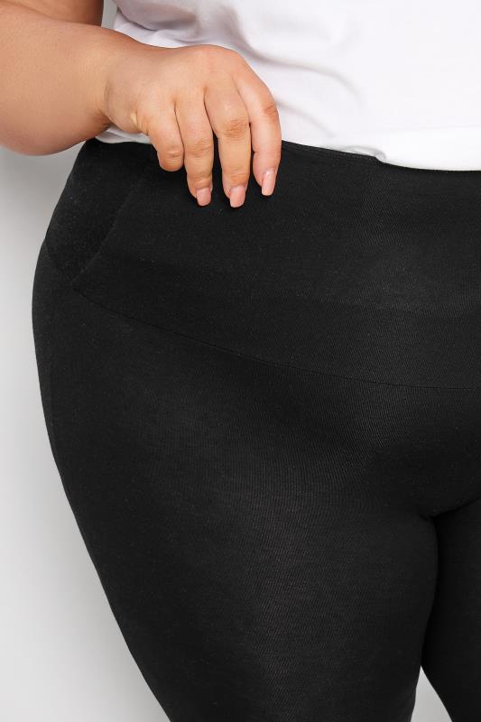 Plus Size Black TUMMY CONTROL Soft Touch Cropped Leggings | Yours Clothing 3