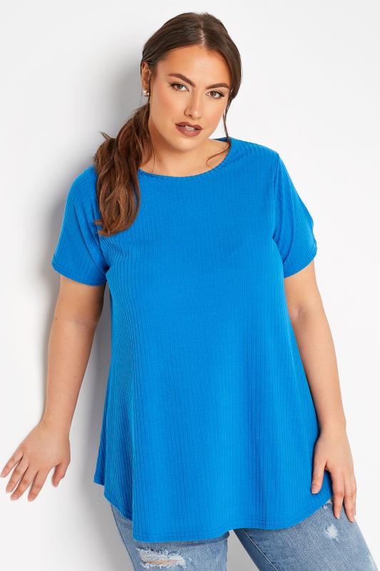 Plus Size  LIMITED COLLECTION Curve Cobalt Blue Ribbed Swing Top