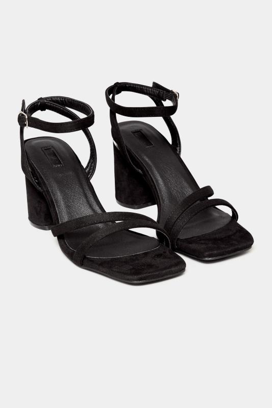 LIMITED COLLECTION Black Asymmetrical Block Heel Sandal In Wide E Fit & Extra Fit EEE Fit 2