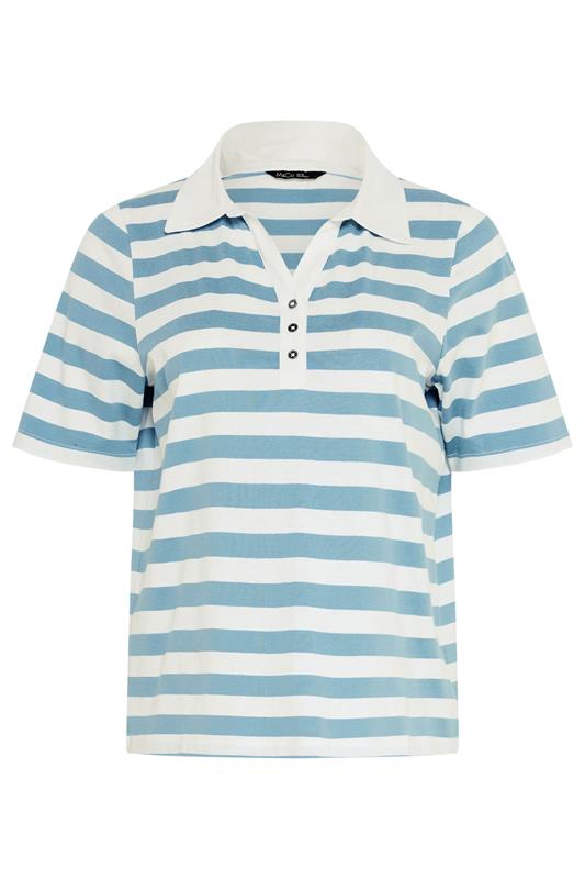 M&Co Blue & White Stripe Cotton Short Sleeve Polo Shirt | M&Co 5