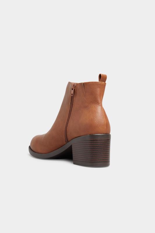 Plus Size Tan Brown Block Heel Zip Boot In Extra Wide Fit | Yours Clothing 4