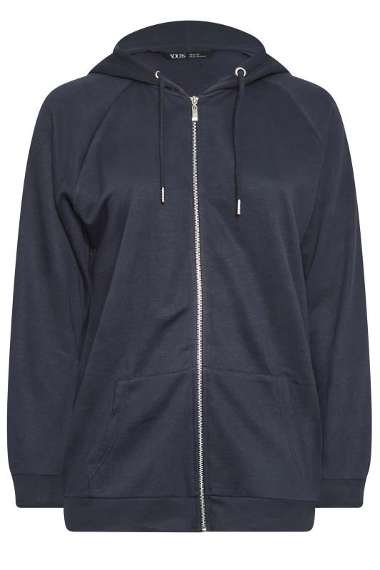 YOURS Plus Size Navy Blue Essential Zip Through Hoodie | Yours Clothing 5