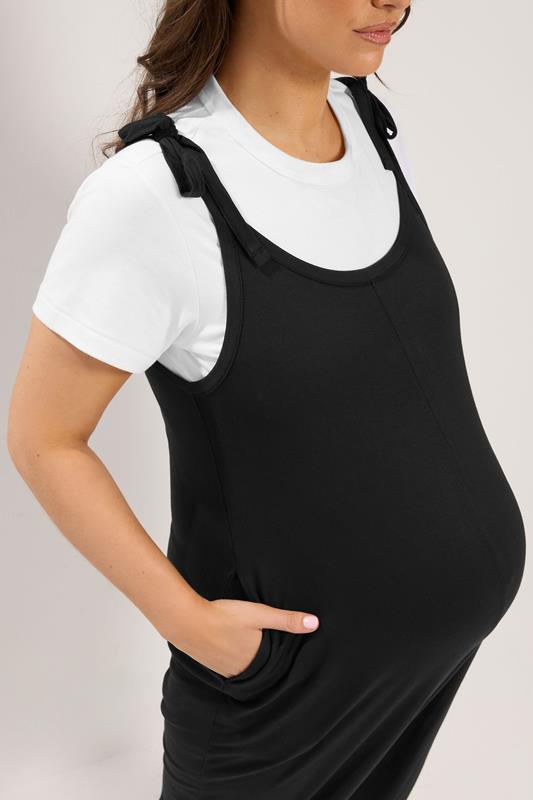 BUMP IT UP MATERNITY Curve Black Oversized Jumpsuit | Yours Clothing 5
