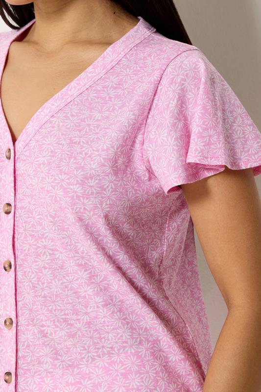 M&Co Petite Pink Short Sleeve Cotton Shirt | M&Co 4