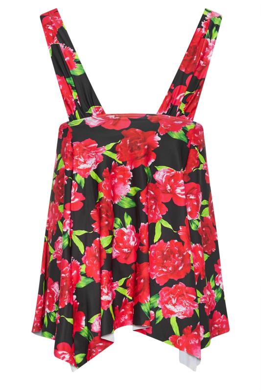 YOURS Plus Size Red Floral Print Hanky Hem Swim Dress | Yours Clothing 7