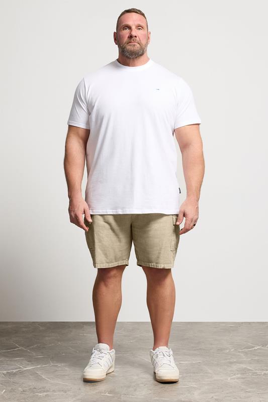 BadRhino Big & Tall Stone Brown Washed Slub Cotton Cargo Shorts | BadRhino 2