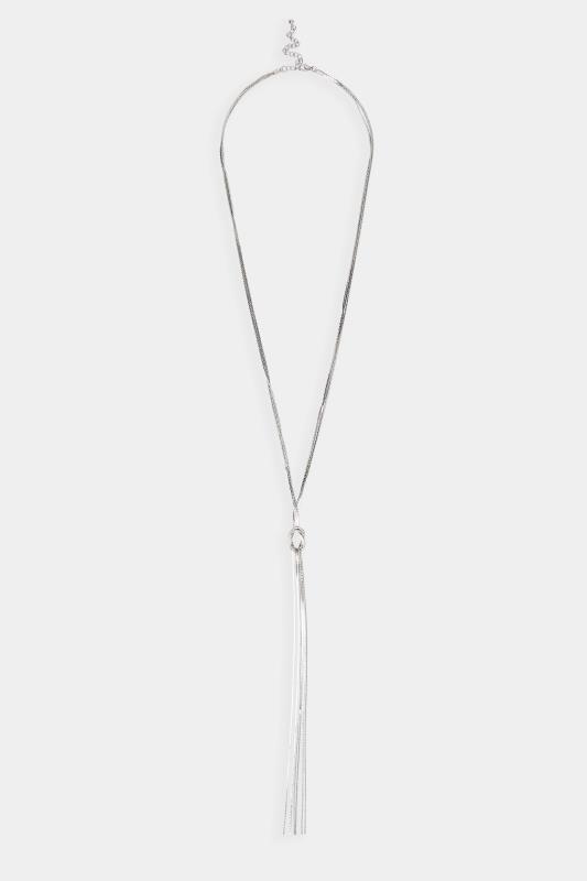 Silver Tone Knot Long Necklace | Yours Clothing 2