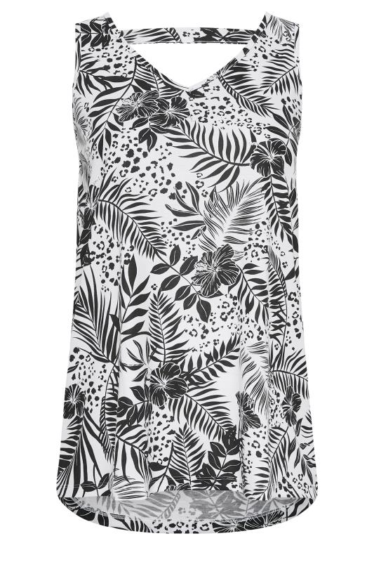 YOURS Plus Size Curve Black Tropical Print Bar Back Vest Top | Yours Clothing  5