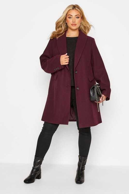 Plus Size Burgundy Red City Midi Coat | Yours Clothing 2