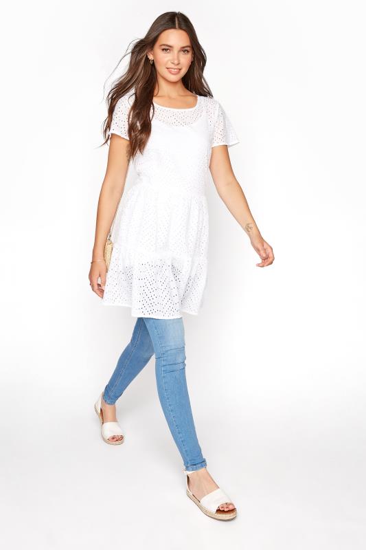 LTS Tall White Broderie Anglaise Tiered Tunic Dress 5