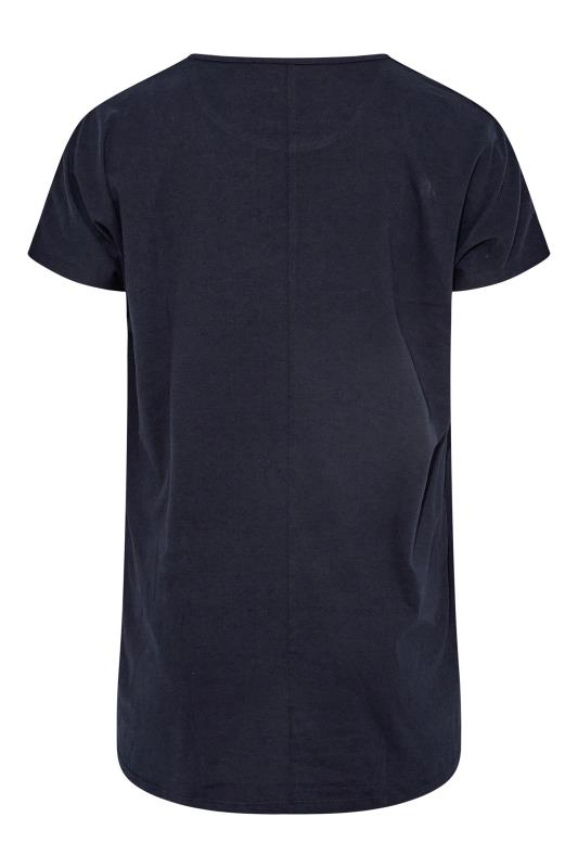Curve Navy Blue Floral Sequin T-Shirt_Y.jpg