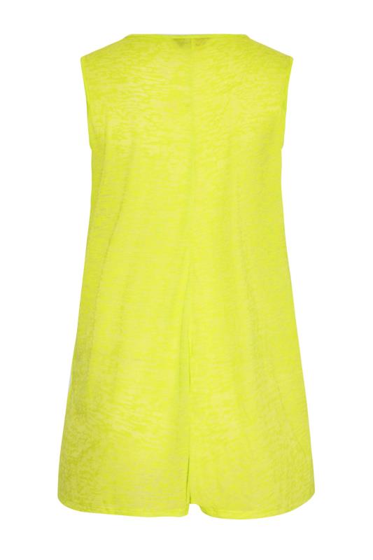 Plus Size Neon Yellow Burnout Tie Neck Vest Top | Yours Clothing 7