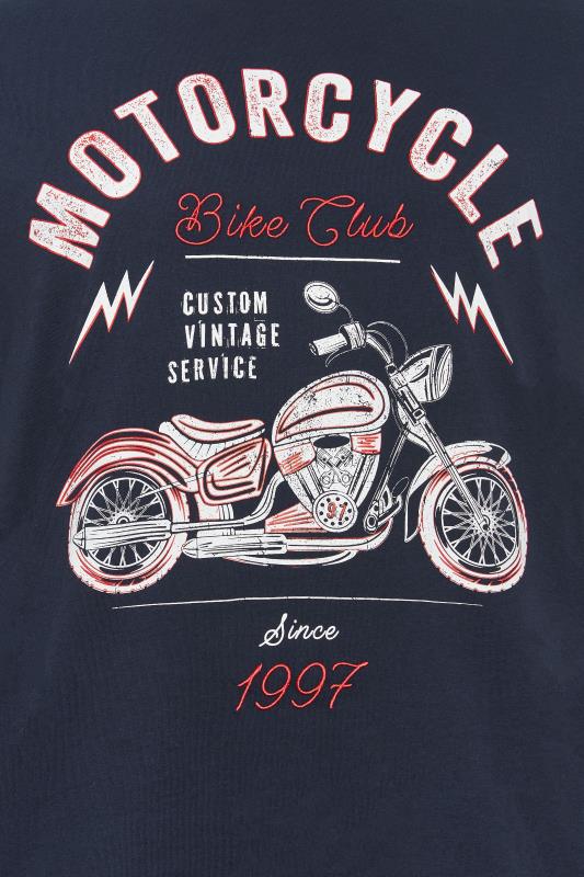 BadRhino Big & Tall Navy Blue Motorcycle Print T-Shirt | BadRhino 4