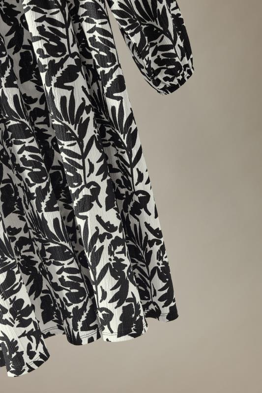 EVANS Plus Size Black Floral Print Crinkle Midi Dress | Evans 9