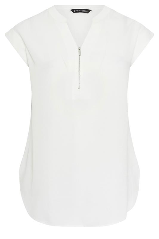 EVANS Plus Size White Zip Front Blouse | Evans 5