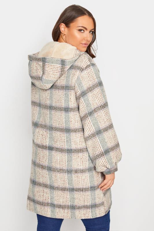 Plus Size  LIMITED COLLECTION Curve Cream & Grey Check Balloon Sleeve Coat