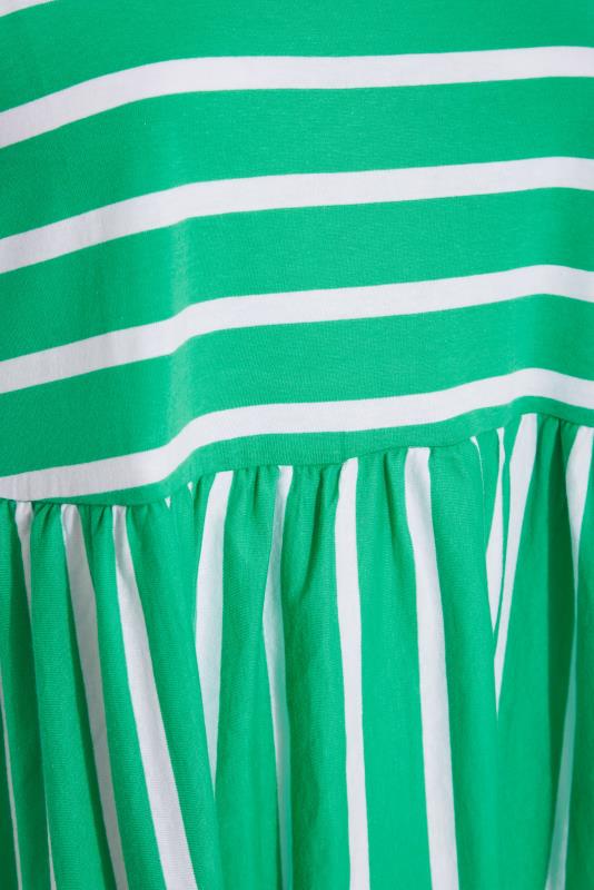 Plus Size Green Stripe Drop Shoulder Peplum Top | Yours Clothing 5