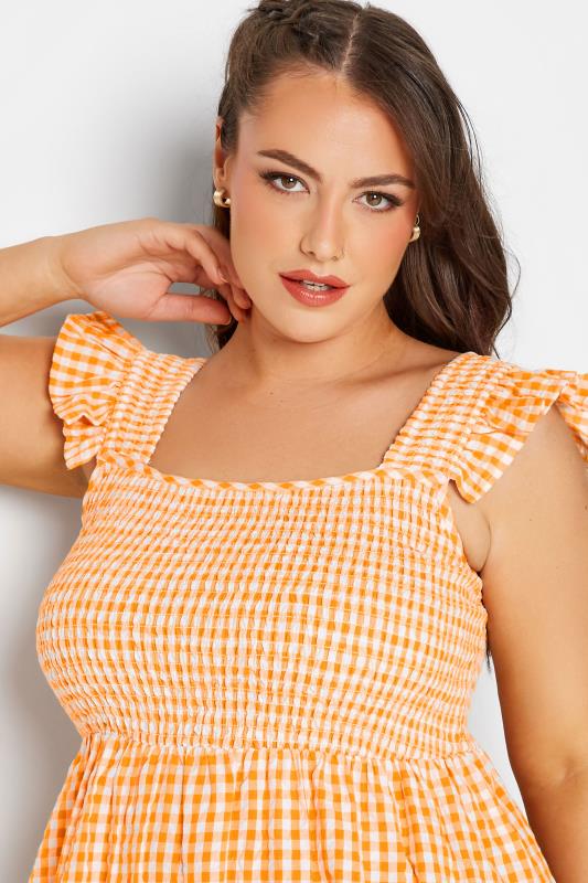 LIMITED COLLECTION Curve Yellow Gingham Frill Top 4