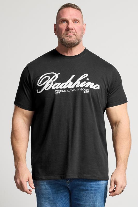  BadRhino Big & Tall Black Embroidered Script T-Shirt