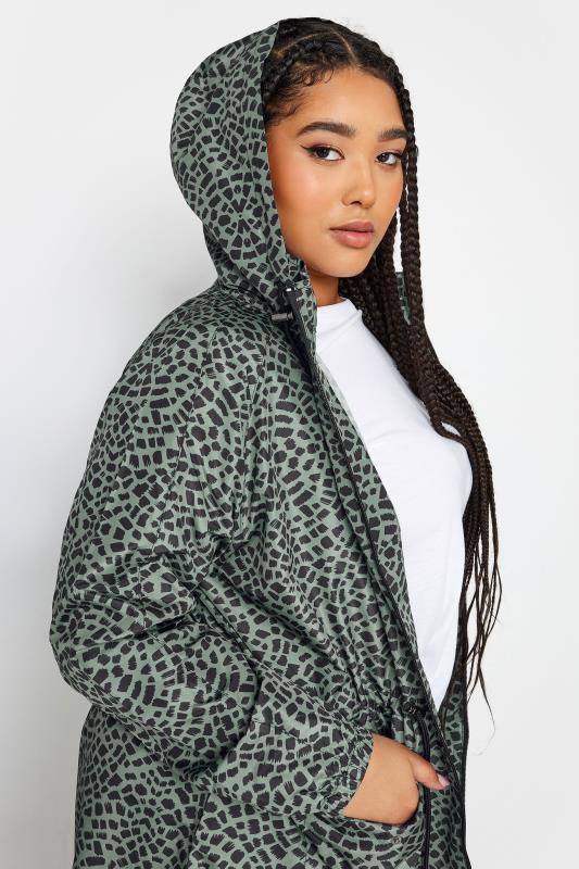 YOURS Plus Size Green Tile Print Lightweight Parka Jacket | Yours Clothing 4