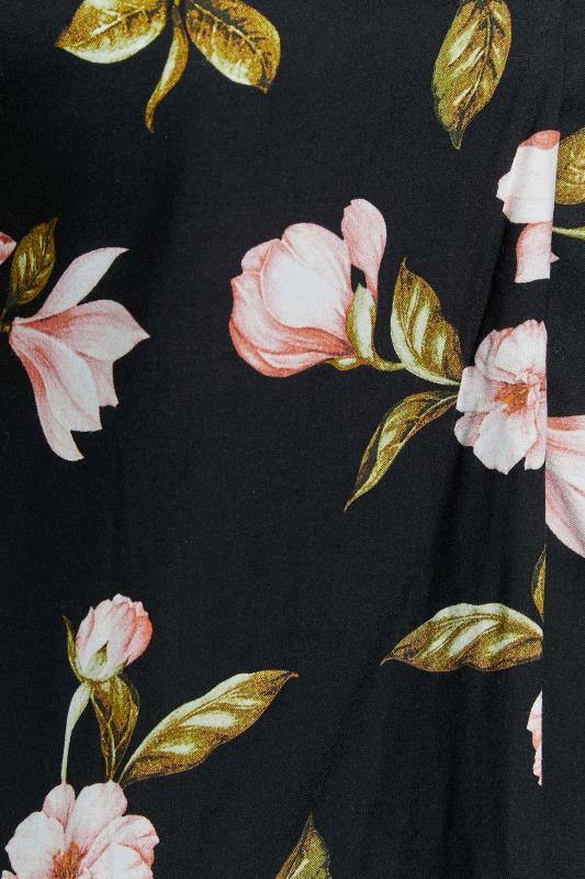 Plus Size Black Floral Print V-Neck Shirt | Yours Clothing  5