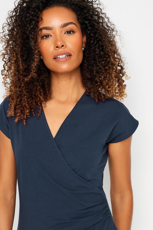 M&Co Navy Blue Short Sleeve Wrap Top | M&Co 4