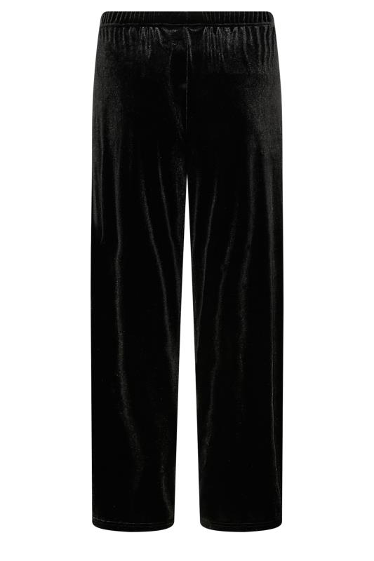 Curve Black Velvet Wide Leg Trousers | Yours Clothing 5