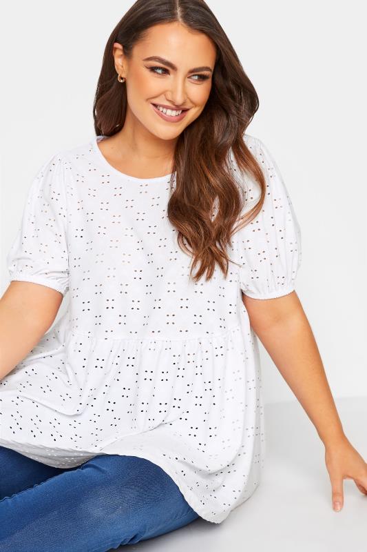 Curve White Broderie Anglaise Peplum Top 4