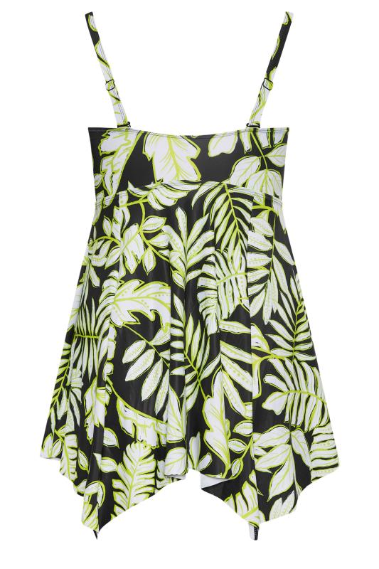 YOURS Plus Size Black Leaf Print Twist Tankini Top | Yours Clothing 10