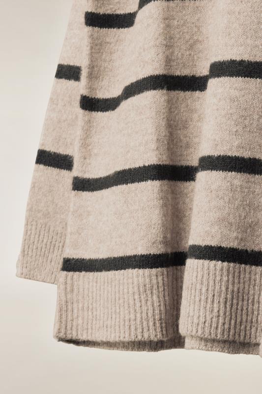 EVANS Plus Size Beige Brown Stripe Knitted Jumper | Evans 8