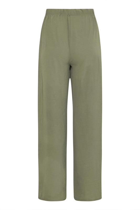 LTS Tall Khaki Green Crepe Wide Leg Cropped Trousers | Long Tall Sally 5
